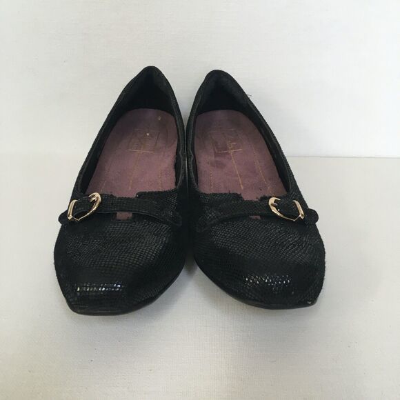 Clarks Artisan Caswell Genoa Loafers Size 8 Snake Embossed Leather Black/Gold - Picture 5 of 10